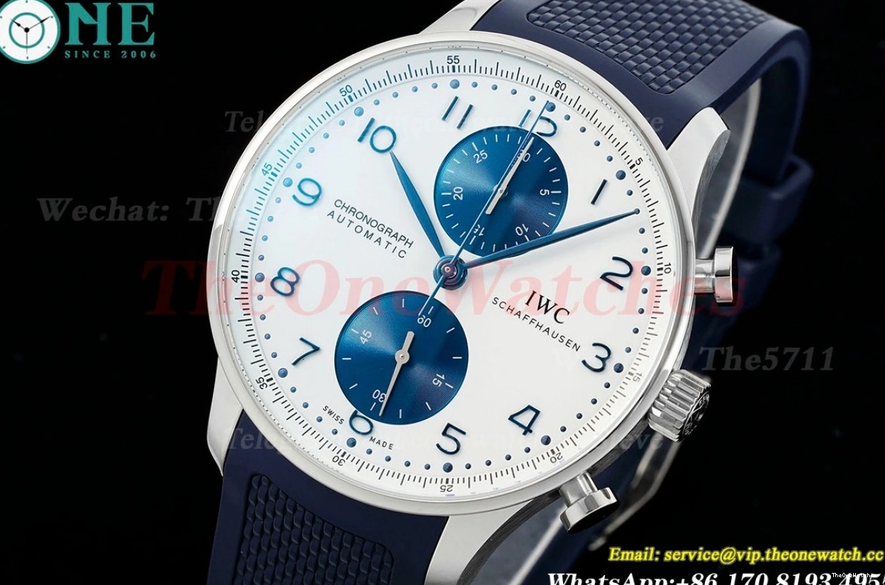 RU Z+F SS 41mm A69355 White Portuguese Blue Chrono 0209